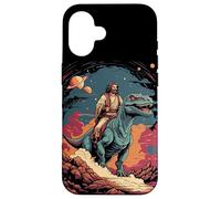 Gesù cavalcando nello spazio T-Rex Dinosaur Meme Sci-Fi Believers Custodia per iPhone 16