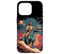 Gesù cavalcando nello spazio T-Rex Dinosaur Meme Sci-Fi Believers Custodia per iPhone 16 Pro