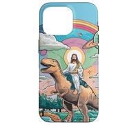 Gesù cavalcando nello spazio T-Rex Dinosaur Meme Sci-Fi Believers Custodia per iPhone 16 Pro
