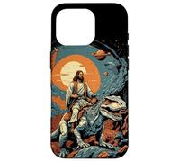 Gesù cavalcando nello spazio T-Rex Dinosaur Meme Sci-Fi Believers Custodia per iPhone 16 Pro