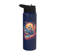 Gesù cavalcando nello spazio T-Rex Dinosaur Meme Sci-Fi Believers Stainless Steel Insulated Water Bottle