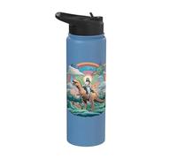 Gesù cavalcando nello spazio T-Rex Dinosaur Meme Sci-Fi Believers Stainless Steel Insulated Water Bottle