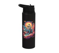 Gesù cavalcando nello spazio T-Rex Dinosaur Meme Sci-Fi Believers Stainless Steel Insulated Water Bottle