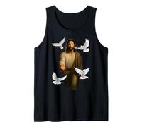 Gesù Che Cammina sull'acqua con Colombe Bianche Christian Art Faith Canotta
