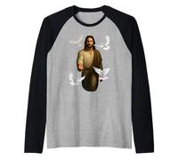 Gesù Che Cammina sull'acqua con Colombe Bianche Christian Art Faith Maglia con Maniche Raglan