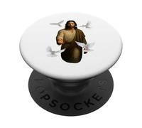 Gesù che cammina sull'acqua con colombe bianche Christian Art Faith PopSockets PopGrip Adesivo