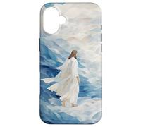 Gesù che cammina sull'acqua Fede cristiana sulla paura degli amanti di Dio Custodia per iPhone 16 Plus