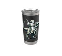 Gesù che cavalca il robot T-Rex Dinosaur Meme Sci-Fi Believers Bicchiere termico in acciaio inox doppia parete