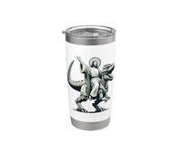 Gesù che cavalca il robot T-Rex Dinosaur Meme Sci-Fi Believers Bicchiere termico in acciaio inox doppia parete