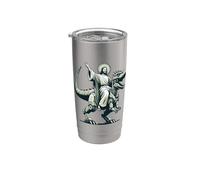 Gesù che cavalca il robot T-Rex Dinosaur Meme Sci-Fi Believers Bicchiere termico in acciaio inox doppia parete