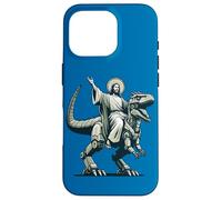 Gesù che cavalca il robot T-Rex Dinosaur Meme Sci-Fi Believers Custodia per iPhone 16 Pro
