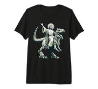 Gesù Che cavalca Il Robot T-Rex Dinosaur Meme Sci-Fi Believers Maglietta Premium
