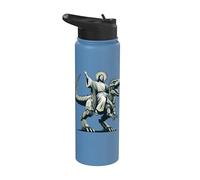 Gesù che cavalca il robot T-Rex Dinosaur Meme Sci-Fi Believers Stainless Steel Insulated Water Bottle