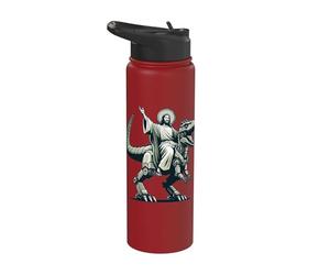 Gesù che cavalca il robot T-Rex Dinosaur Meme Sci-Fi Believers Stainless Steel Insulated Water Bottle
