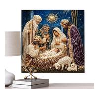 Gesù che dipinge con perline - Pittura con diamanti 5D | Set di artigianato | Set di immagini religiose con perline per adolescenti, feste di compleanno, casa, soggiorno, camera da , dormitorio, app