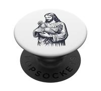 Gesù Che Tiene In Braccio Un Pollo PopSockets PopGrip Adesivo