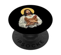 Gesù Che Tiene In Braccio Un Pollo PopSockets PopGrip Adesivo