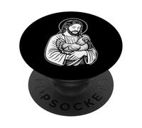 Gesù Che Tiene In Braccio Un Pollo PopSockets PopGrip Adesivo