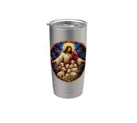 Gesù con pecore e lupi Cattedrale medievale Mosaico Art Bicchiere termico in acciaio inox doppia parete