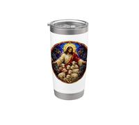 Gesù con pecore e lupi Cattedrale medievale Mosaico Art Bicchiere termico in acciaio inox doppia parete