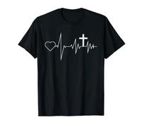 Gesù Cristo Battito cardiaco EKG - Croce a Dio Maglietta
