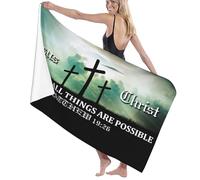 Gesù Cristo - Con Dio, tutte le cose sono possibili, telo da spiaggia di Matteo, asciugatura rapida, per a, nuoto, adulti, asciugamani da bagno, hotel, palestra e spa, asciugamani multiuso, 32 x