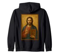 Gesù Cristo con l'icona della Sacra Bibbia - Icona ortodossa Felpa con Cappuccio