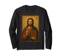 Gesù Cristo con l'icona della Sacra Bibbia - Icona ortodossa Maglia a Manica