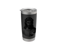 Gesù Cristo Corona di Spine Arte Religiosa in Bianco e Nero Bicchiere termico in acciaio inox doppia parete