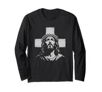 Gesù Cristo Corona di Spine Cristiano Religioso Croce Maglia a Manica