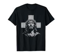 Gesù Cristo Corona di Spine Cristiano Religioso Croce Maglietta