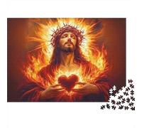 Gesù Cristo cuore fiamma Puzzles 1000 Pezzi In cartone Riciclato, Un Tangram Per Mindfulness, Ideale Per Decorazione Casa Design, Idea Regalo Originale 70x50cm/1000pcs