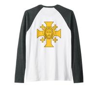 Gesù Cristo e la Croce di Gerusalemme - Regno di Gerusalemme Maglia con Maniche Raglan
