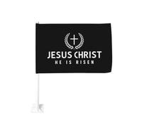Gesù Cristo è risorto, croce, fermaglio per finestra, per auto, bandiere, protezione solare, decorazione, striscione bifacciale da 12 x 18 pollici per camion