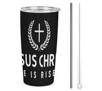 Gesù Cristo è risorto Cross_nobg Bicchiere termico in acciaio inossidabile da 20 once, tazza da viaggio per auto a doppia parete sottovuoto con coperchio e cannuccia per uomini e donne, regali di caf