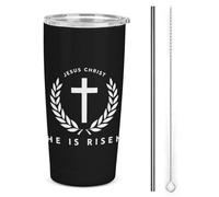 Gesù Cristo è risorto simbolo della croce_nobg Bicchiere termico in acciaio inossidabile da 20 once, tazza da viaggio per auto a doppia parete sottovuoto con coperchio e cannuccia per uomini e donne,