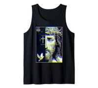 Gesù Cristo Glitch Colomba Crocifisso Streetwear Canotta
