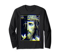 Gesù Cristo Glitch Colomba Crocifisso Streetwear Maglia a Manica