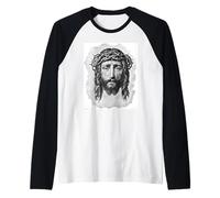 Gesù Cristo immerso nella preghiera Sacrificio Figlio di Dio Maglia con Maniche Raglan