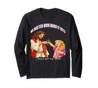 Gesù Cristo, Non Importa Quanto Sia Difficile, Gesù Ti ha preso Le Spalle Maglia a Manica