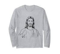 Gesù Cristo Pollice in Alto Divertente Cristianesimo Cattolico Romano Maglia a Manica
