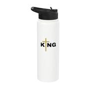 Gesù Cristo Re con semplice croce cristiana Stainless Steel Insulated Water Bottle