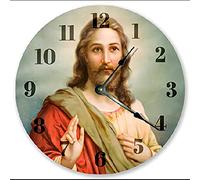 Gesù Cristo Rotondo Orologio Da Parete Facile Lettura Orologio Muro Silenzioso Quarzo Orologi Da Appendere Per Ufficio Interno Casa 25Cm