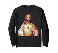 Gesù Cristo Sacro Cuore Pace Segno Ritratto Maglia a Manica