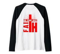 Gesù Croce Bibbia La fede sulla paura ha messo Dio la prima ARTE SUL RETRO Maglia con Maniche Raglan