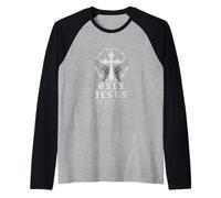 Gesù Croce Punk Gotico Y2K Nu Goth Faith Bibbia Verse Maglia con Maniche Raglan