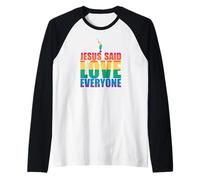 Gesù Detto Amo Tutti Angelo Moroni Mormon LGBT Meme Maglia con Maniche Raglan