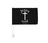 Gesù Dio Croce Religiosa Fermaglio per Finestra per Auto Bandiere Protezione Solare Decorazione 12x18 Pollici Banner Bifacciale per Camion