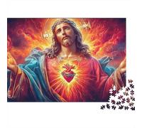 Gesù e Bambino 1000 Pezzi Puzzle Per Anziani in Cartone Robusto Antistress Allenamento Della Concentrazione Arte del Sacro Cuore Relax Nelle Pause Ufficio 38x26cm/1000pcs