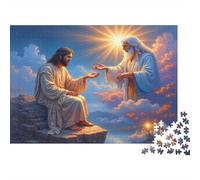 Gesù e Dio padre Puzzle 1000 pezzi per adulti Scena religiosa celeste di benedizione divina stimolante Premium robusto vibrante antistress regalo decorazione 52x38cm/1000pz